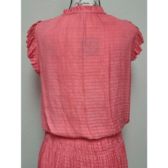 🧡 CURRENT AIR Maude Smocked Tiered Elastic Waist Orange Coral Mini Dress SIZE S - Picture 8 of 15